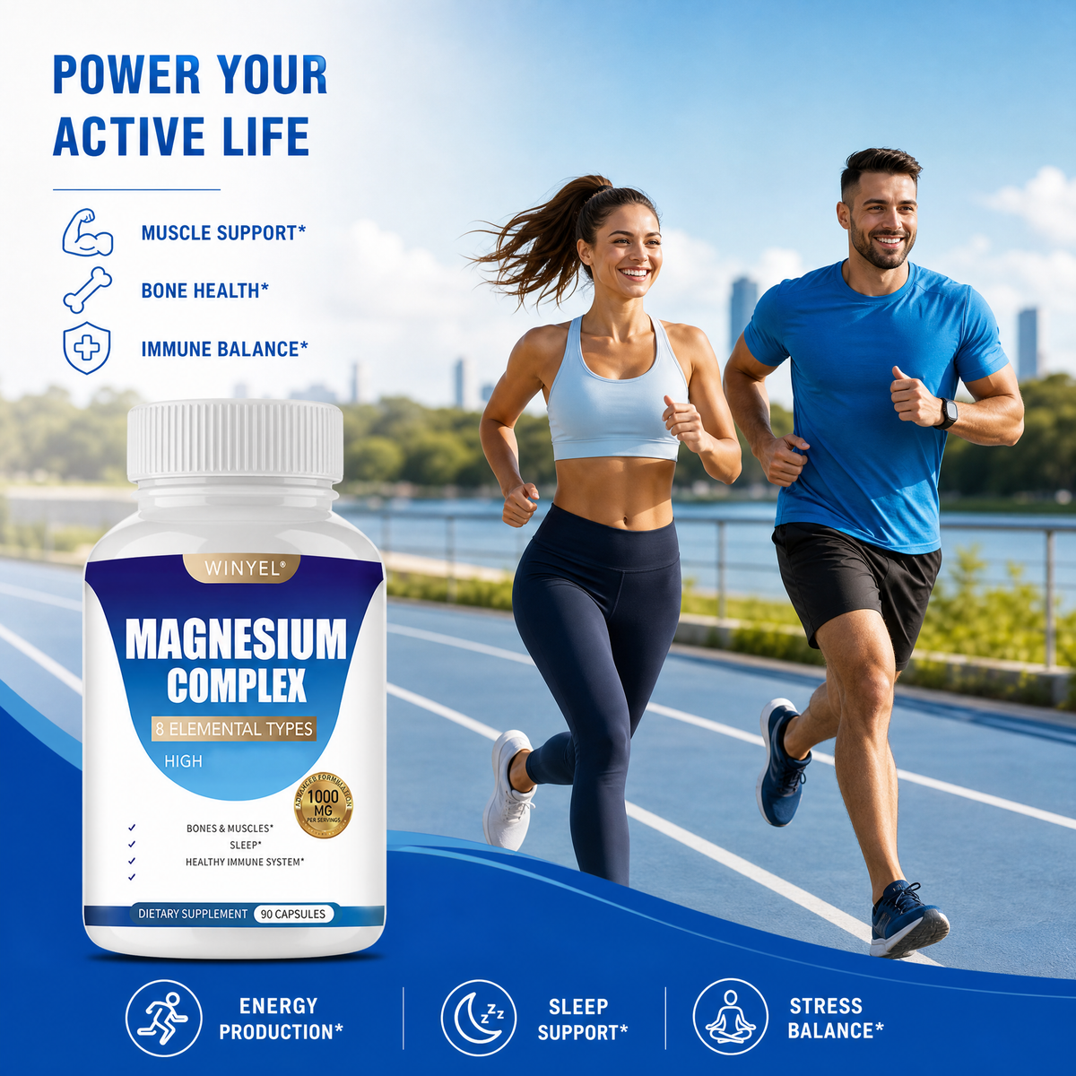 Magnesium Complex 1000mg – 8-in-1 with Glycinate | 90 Vegan Capsules