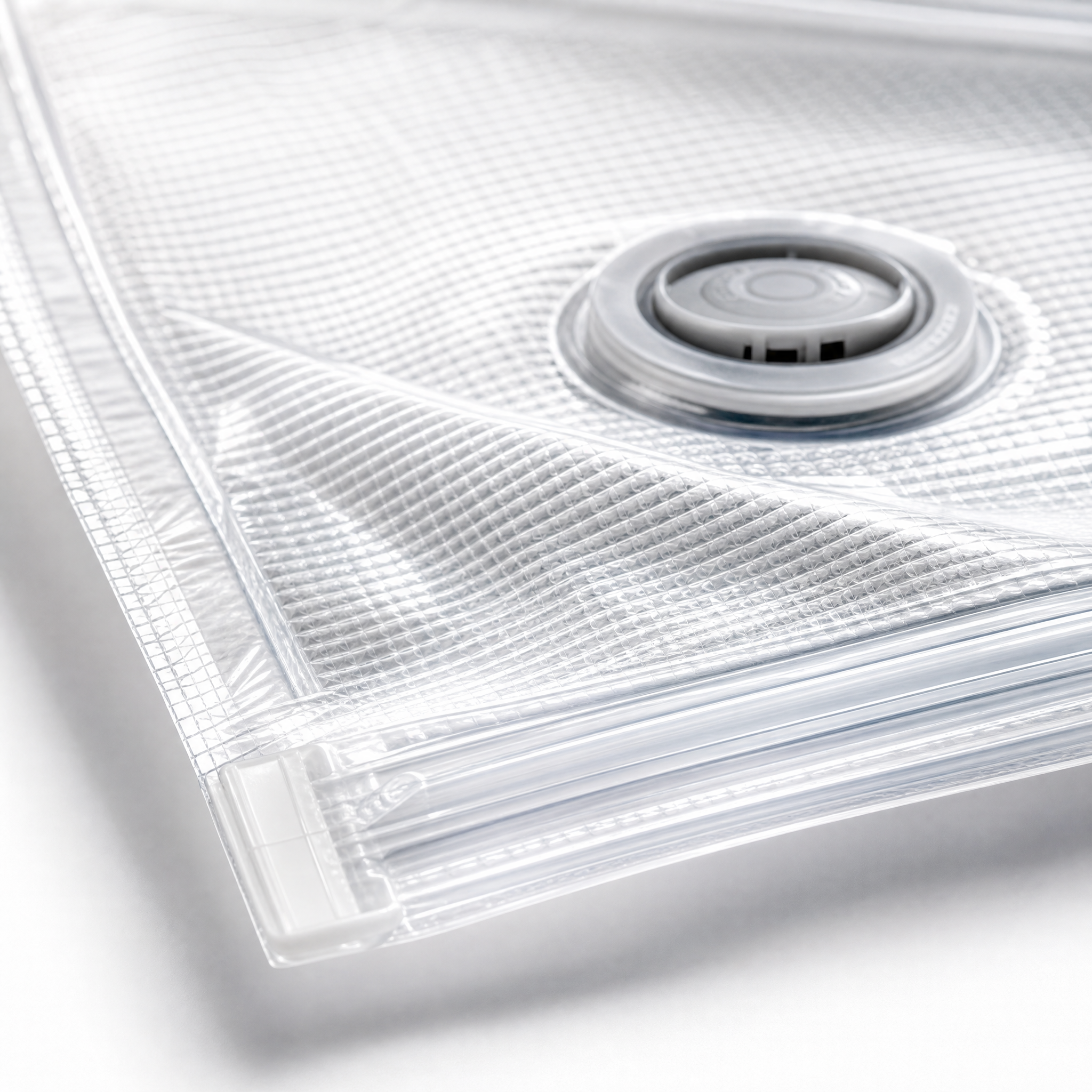 PA and PE travel vacuum bag material with double zipper and vacuum valve