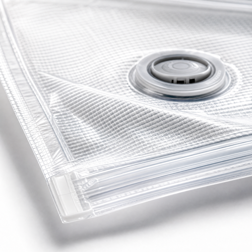 PA and PE travel vacuum bag material with double zipper and vacuum valve